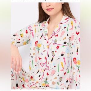Kate Spade New York Notch Collar Sleep & Lounge PJ Set make up and accessories